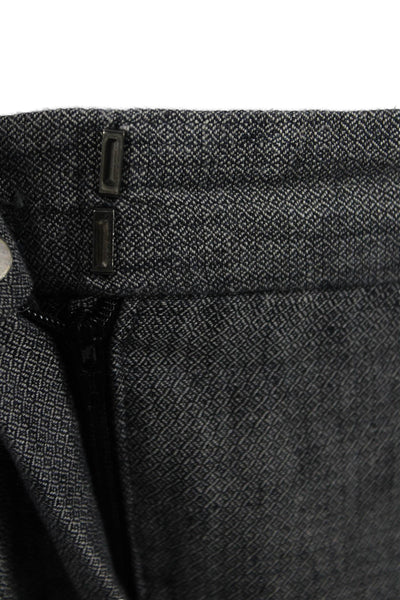 Theory Womens Dress Pants Gray Linen Geometric Zip Spring Size 4
