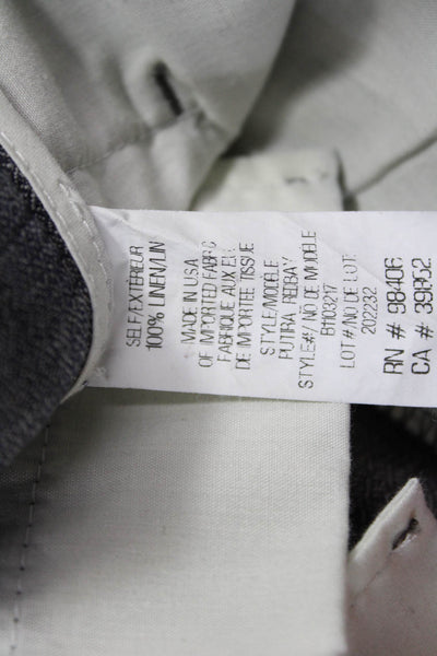 Theory Womens Dress Pants Gray Linen Geometric Zip Spring Size 4
