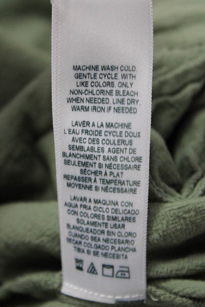 Frame Women Cropped Pants Green Cotton Drawstring Inseam 22 Size S