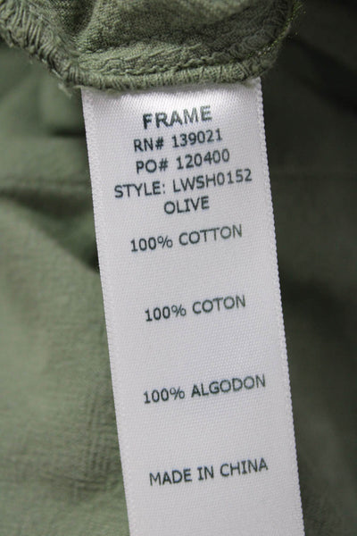 Frame Women Cropped Pants Green Cotton Drawstring Inseam 22 Size S