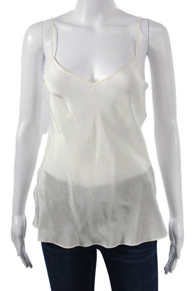 DKNY Women Silk V-Neck Spaghetti Strap Camisole White Pullover Size 4