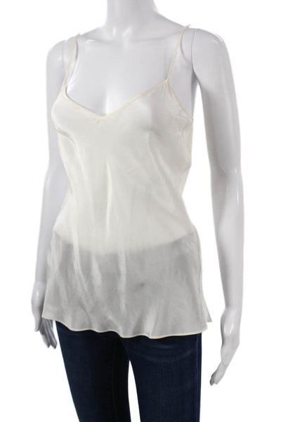 DKNY Women Silk V-Neck Spaghetti Strap Camisole White Pullover Size 4