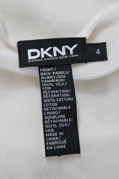 DKNY Women Silk V-Neck Spaghetti Strap Camisole White Pullover Size 4