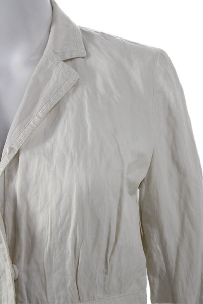 Elie Tahari Women Ivory Cotton 3/4 Sleeve Button Blazer Size M