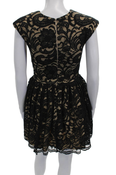 Cameo Women Fit & Flare Black Sleeveless Nylon Round Neck Mini Dress Size XS