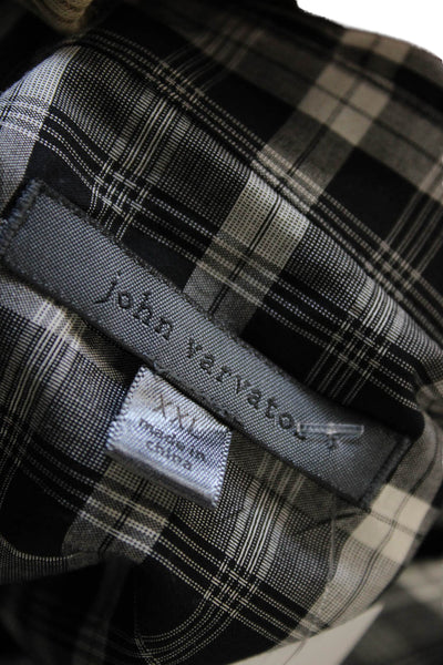 John Varvatos Mens Button-Down Plaid Collared Long Sleeve Cotton Shirt Size 2XL