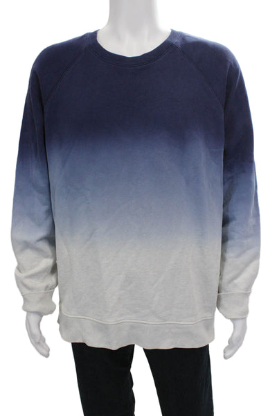 Vince Mens Pullover Sweatshirt Blue Ombre Cotton Crew Neck Size XL
