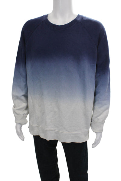 Vince Mens Pullover Sweatshirt Blue Ombre Cotton Crew Neck Size XL