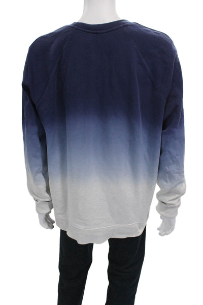 Vince Mens Pullover Sweatshirt Blue Ombre Cotton Crew Neck Size XL