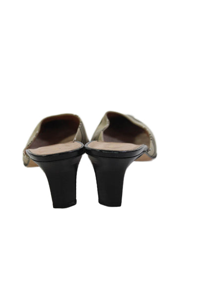 Kate Spade New York Womens Striped Slide On Mule Pumps Beige Black Size 8 Medium