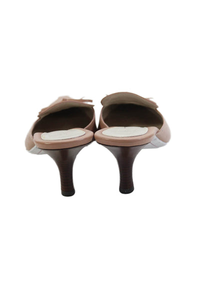 Cole Haan Womens Leather Pointed Toe Bow Mule Pumps Beige Size 8 Narrow