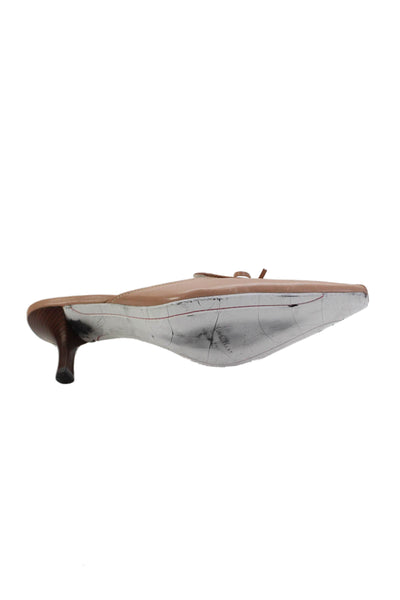 Cole Haan Womens Leather Pointed Toe Bow Mule Pumps Beige Size 8 Narrow