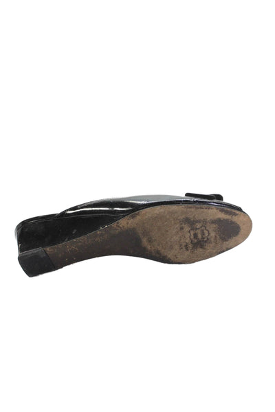 Stuart Weitzman Womens Patent Leather Wedge Mule Pumps Black Size 8.5 Narrow