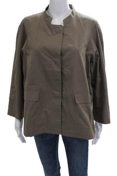 Lafayette 148 New York Womens Green Basic Jacket Button Long Sleeve Size L