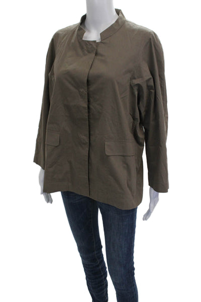 Lafayette 148 New York Womens Green Basic Jacket Button Long Sleeve Size L