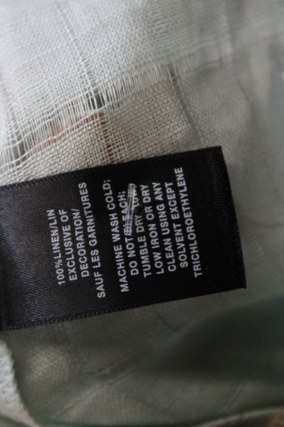 Lafayette 148 New York Women Green Checked Linen Long Sleeve Button-Up Size M