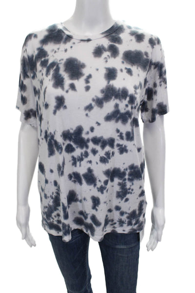 six/fifty Women Basic T-Shirt White Tie Dye Crew Neck Polyester Size M