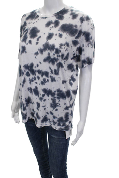 six/fifty Women Basic T-Shirt White Tie Dye Crew Neck Polyester Size M