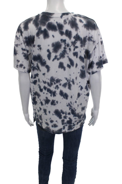 six/fifty Women Basic T-Shirt White Tie Dye Crew Neck Polyester Size M