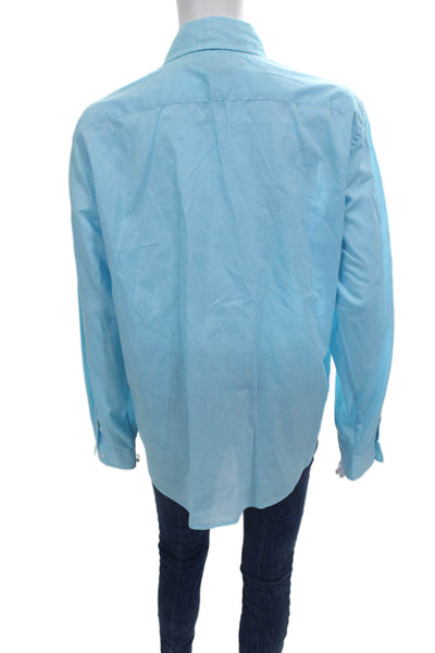 Ralph Lauren Golf Women Collared Cotton Button Shirt Long Sleeve Blue Size 14
