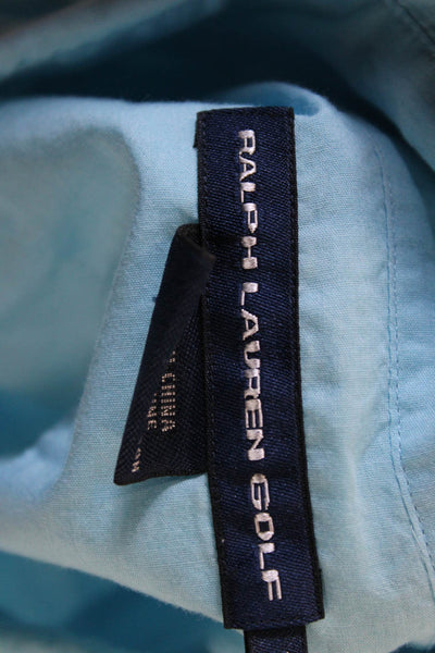Ralph Lauren Golf Women Collared Cotton Button Shirt Long Sleeve Blue Size 14
