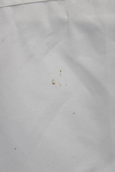 Faconnable Mens Button-Down Ivory Cotton Collared Long Sleeve Shirt Size L