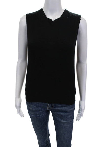 Zara Knit Women Basic Black Viscose Tank Round Neck Size L