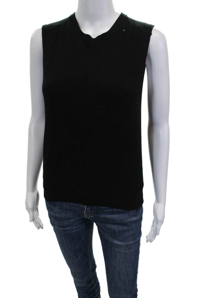 Zara Knit Women Basic Black Viscose Tank Round Neck Size L