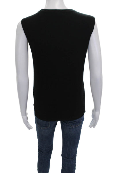 Zara Knit Women Basic Black Viscose Tank Round Neck Size L