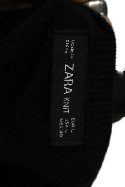 Zara Knit Women Basic Black Viscose Tank Round Neck Size L