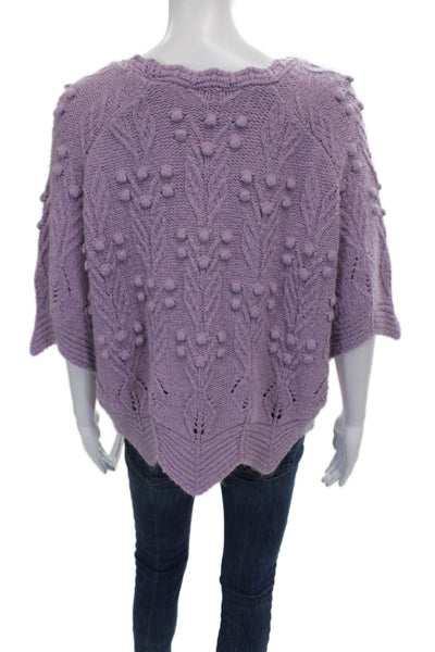 Zara Women Pullover Sweater Purple Geometric Round Neck 3/4 Sleeve Size L