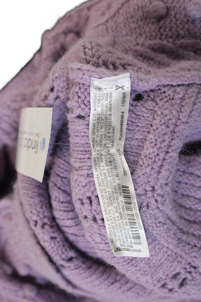 Zara Women Pullover Sweater Purple Geometric Round Neck 3/4 Sleeve Size L