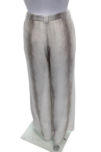 Zara Woman Women Dress Pants White Animal Print Polyester Zip Inseam 30 Size M