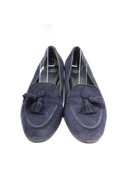 Churchs Womens Suede Slip-On Round Toe Flat Loafers Blue Size 7