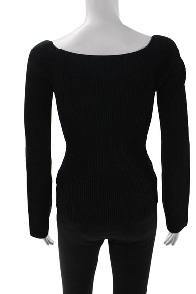 Pixie Market Womens Black Viscose Square Neck Sweater Long Sleeve Size S