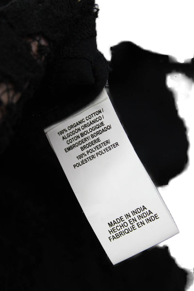 Vitamin A Women Cropped Button-Up Black Organic Cotton Top Size S