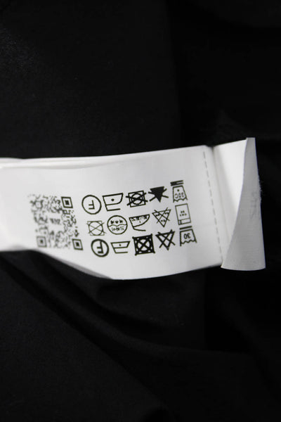 Zara Womens Basic Collared Cotton Button Up Short Sleeve Black Top Size XS