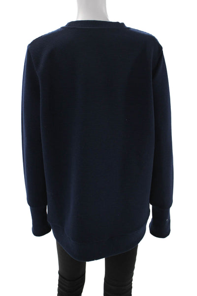 Addison Bay Women Pullover Striped Crew Neck Long Sleeve Blue Size M