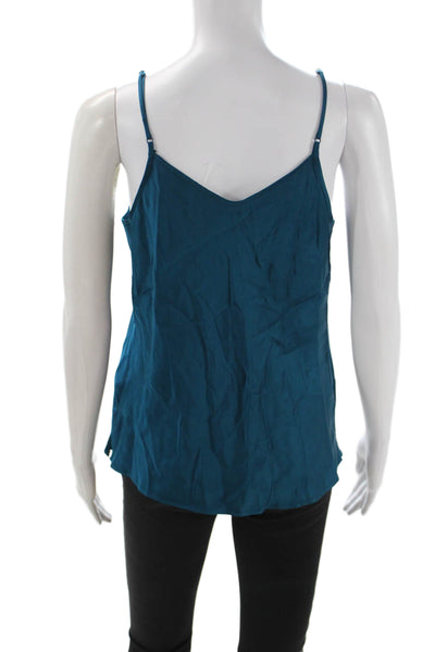 The Kooples Women Tank Blue Viscose V Neck Spaghetti Strap Solid Size 3