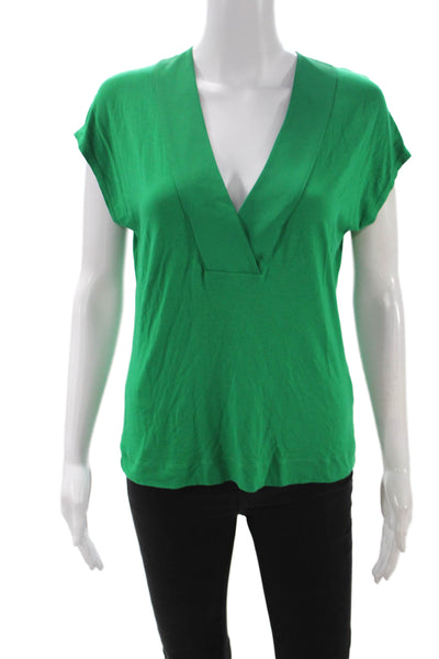 Hobbs London Women Green V-Neck Sleeveless Viscose Blouse Size S