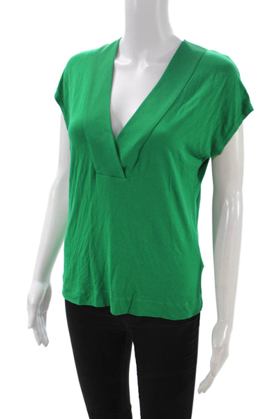 Hobbs London Women Green V-Neck Sleeveless Viscose Blouse Size S