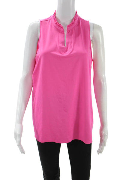 JoFit Women Basic Sleeveless Collared Tank Pink Polyester Size XL