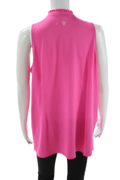 JoFit Women Basic Sleeveless Collared Tank Pink Polyester Size XL