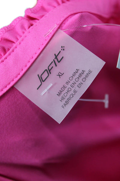 JoFit Women Basic Sleeveless Collared Tank Pink Polyester Size XL