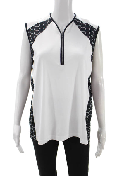 Tail Womens Athletic Tank Sleeveless Mock Neck White Geometric Size XL