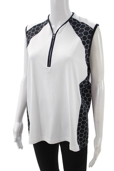 Tail Womens Athletic Tank Sleeveless Mock Neck White Geometric Size XL