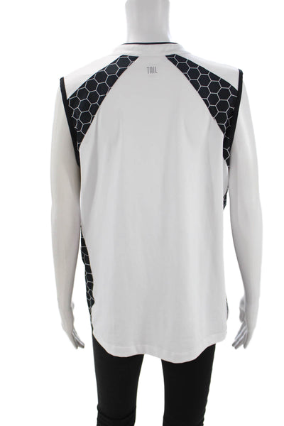 Tail Womens Athletic Tank Sleeveless Mock Neck White Geometric Size XL