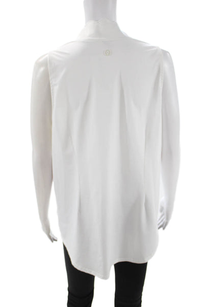 JoFit Womens Basic Mock Neck Sleeveless Tank White Zip Polyester Size XL