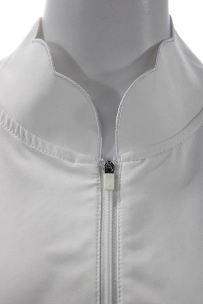 JoFit Womens Basic Mock Neck Sleeveless Tank White Zip Polyester Size XL