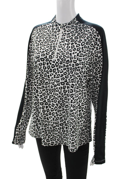 Tail Womens Black Animal Print Mock Neck Long Sleeve Pullover Top Zip Size XL